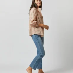 Button-Front Kamille Blouse In Orange Multi Naiad Liberty Fabric -Chicorya Sales S71455 3792