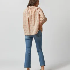 Button-Front Kamille Blouse In Orange Multi Naiad Liberty Fabric -Chicorya Sales S71455 3800