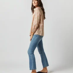 Button-Front Kamille Blouse In Orange Multi Naiad Liberty Fabric -Chicorya Sales S71455 3817