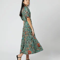 ULLA JOHNSON Olina Dress In Jade Trailing Lotus -Chicorya Sales S71605 20