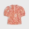 ULLA JOHNSON Imari Top In Orange Blossom Trailing Lotus -Chicorya Sales S71606 6