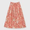 ULLA JOHNSON Fernanda Skirt In Orange Blossom Trailing Lotus