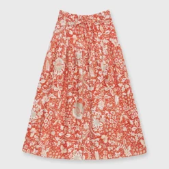 ULLA JOHNSON Fernanda Skirt In Orange Blossom Trailing Lotus