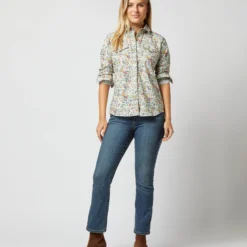 Western Shirt In Ivory Multi Rachel Liberty Fabric