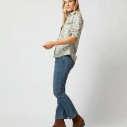 Western Shirt In Ivory Multi Rachel Liberty Fabric -Chicorya Sales S71629 2210