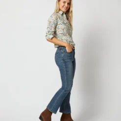 Western Shirt In Ivory Multi Rachel Liberty Fabric -Chicorya Sales S71629 2227