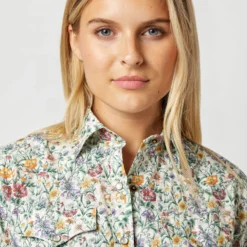 Western Shirt In Ivory Multi Rachel Liberty Fabric -Chicorya Sales S71629 2288