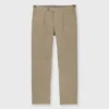 Garment-Dyed Pleated Sport Trouser In Mushroom Lightweight Twill 2 Garment-Dyed Pleated Sport Trouser In Mushroom Lightweight Twill -Chicorya Sales S71756 21