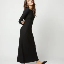 Adeline Crewneck Dress In Black Techno Yarn -Chicorya Sales S71896 1254