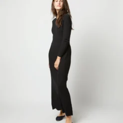 Adeline Crewneck Dress In Black Techno Yarn -Chicorya Sales S71896 1273