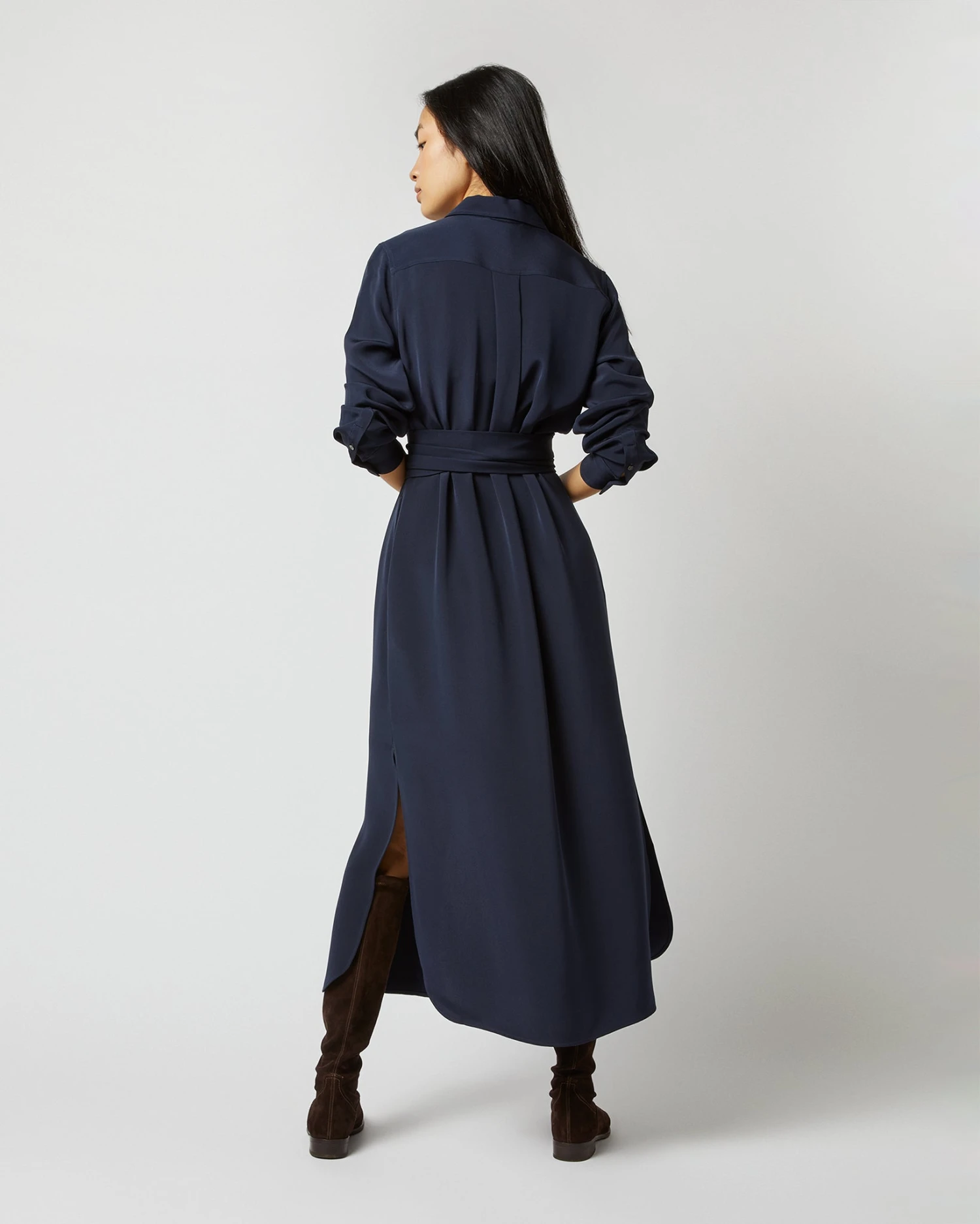 Hannah Dress In Navy Silk Crepe De Chine 8 Hannah Dress In Navy Silk Crepe De Chine - Image 6
