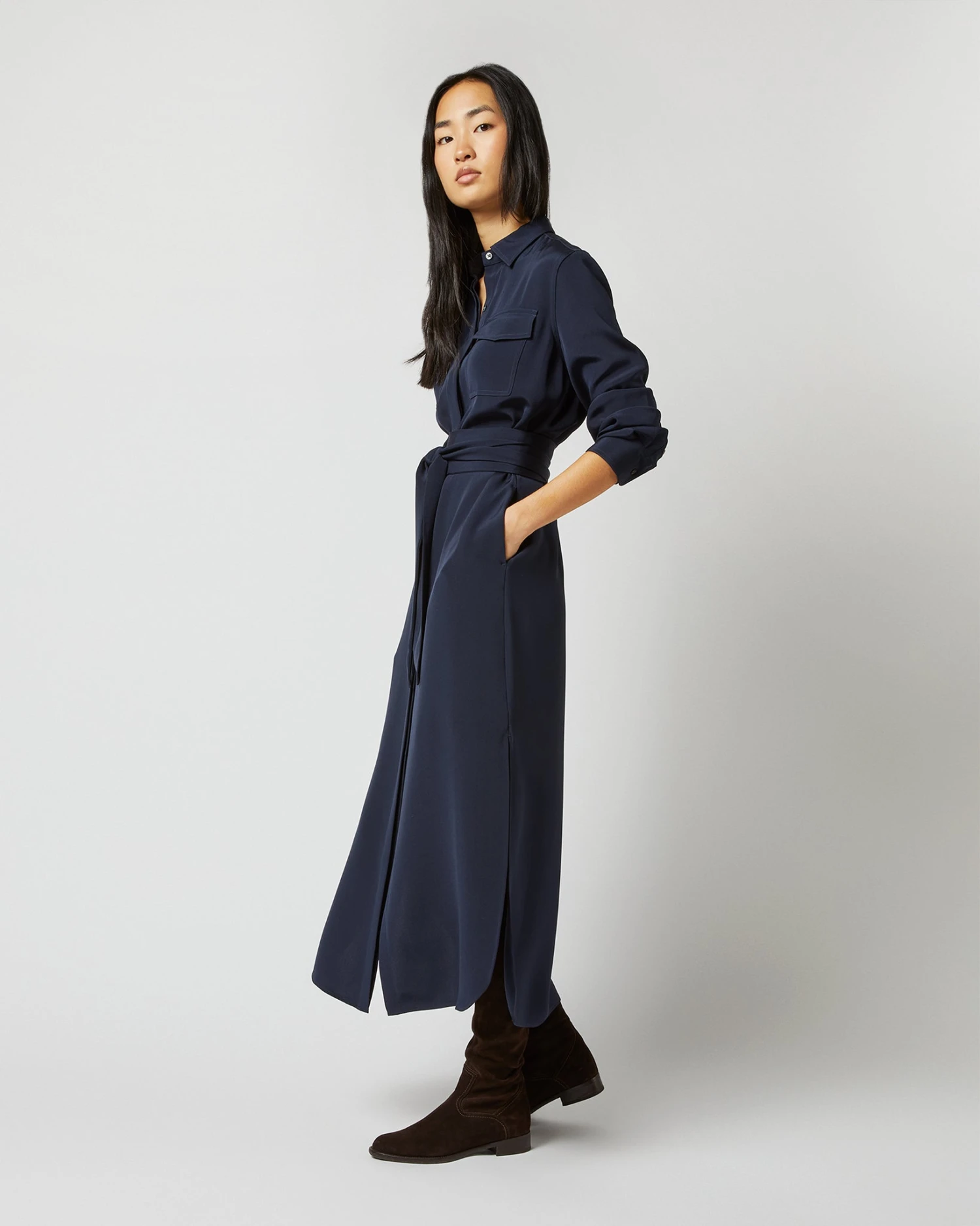 Hannah Dress In Navy Silk Crepe De Chine 9 Hannah Dress In Navy Silk Crepe De Chine - Image 7