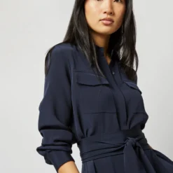 Hannah Dress In Navy Silk Crepe De Chine 15 Hannah Dress In Navy Silk Crepe De Chine -Chicorya Sales S71903 835