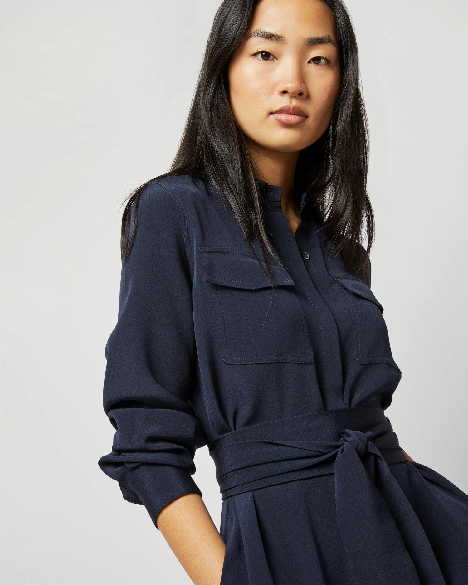 Hannah Dress In Navy Silk Crepe De Chine 7 Hannah Dress In Navy Silk Crepe De Chine - Image 5
