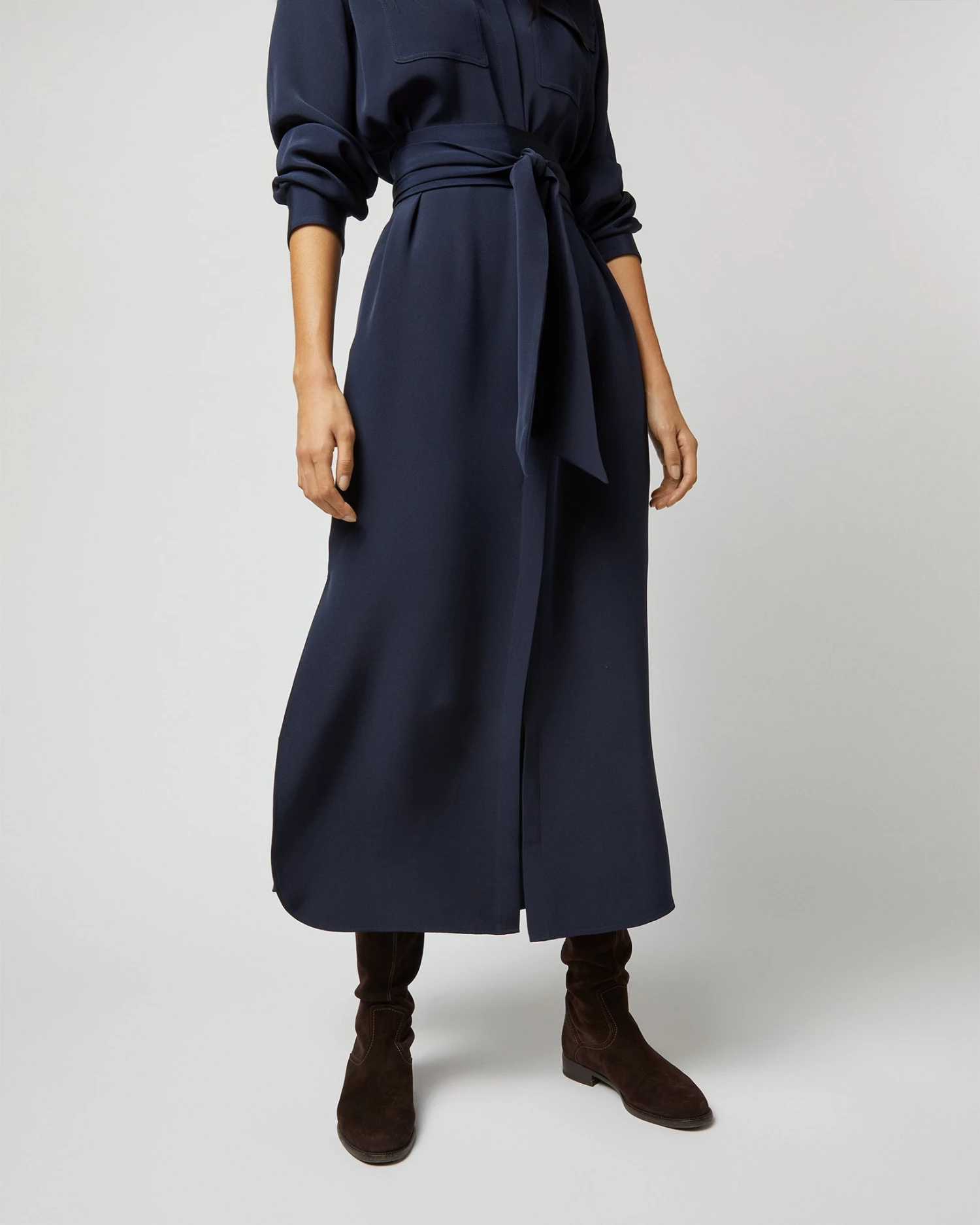 Hannah Dress In Navy Silk Crepe De Chine 11 Hannah Dress In Navy Silk Crepe De Chine - Image 9
