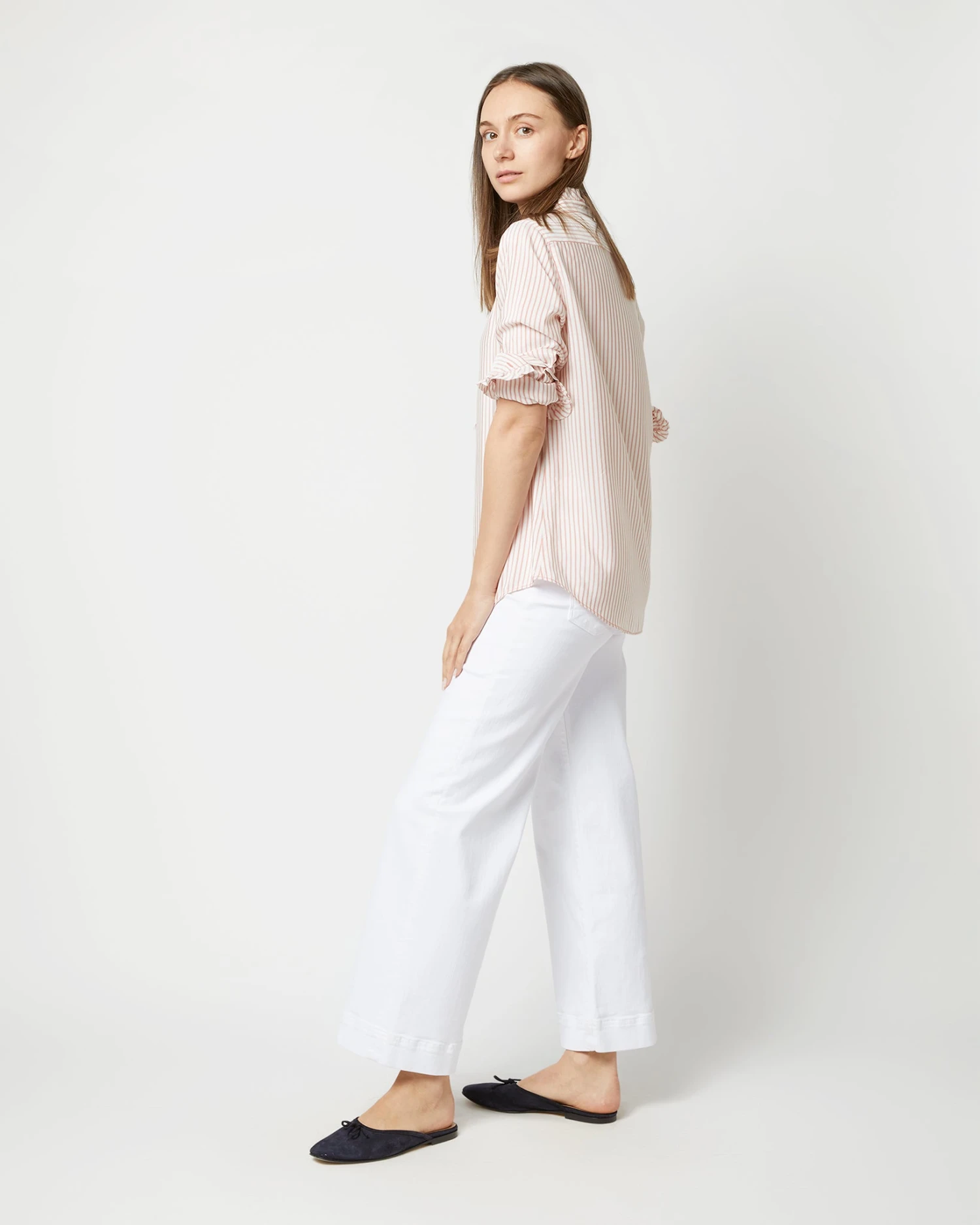 Frill Shirt In Orange Stripe Silk 5 Frill Shirt In Orange Stripe Silk - Image 3