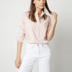 Frill Shirt In Orange Stripe Silk 19 Frill Shirt In Orange Stripe Silk -Chicorya Sales S71909 4339