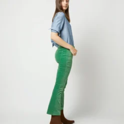 Flare Cropped 5-Pocket Jean In Apple Stretch Velveteen -Chicorya Sales S71911 3196