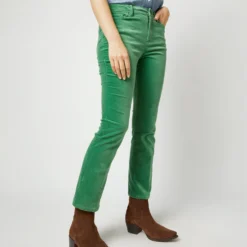 Flare Cropped 5-Pocket Jean In Apple Stretch Velveteen -Chicorya Sales S71911 3281