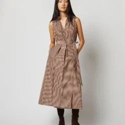 Emilia Top In Red/Brown Check Taffeta -Chicorya Sales S72050 508