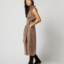 Emilia Top In Red/Brown Check Taffeta -Chicorya Sales S72050 541