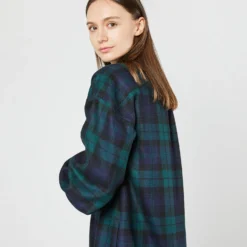 Anaya Popover Dress In Blackwatch Tartan Stretch Wool -Chicorya Sales S72083 1459