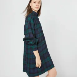 Anaya Popover Dress In Blackwatch Tartan Stretch Wool -Chicorya Sales S72083 1463