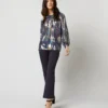 Ariana Blouse In Navy/Metallic Floral Academy Liberty Fabric Lamé -Chicorya Sales S72084 3780