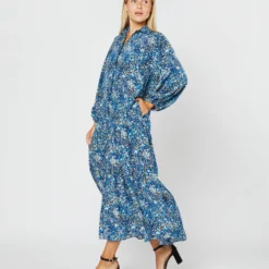 Isla Shirtdress In Blue Multi Felda Liberty Fabric Silk 15 Isla Shirtdress In Blue Multi Felda Liberty Fabric Silk -Chicorya Sales S72086 1582