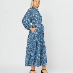 Isla Shirtdress In Blue Multi Felda Liberty Fabric Silk 18 Isla Shirtdress In Blue Multi Felda Liberty Fabric Silk -Chicorya Sales S72086 1617
