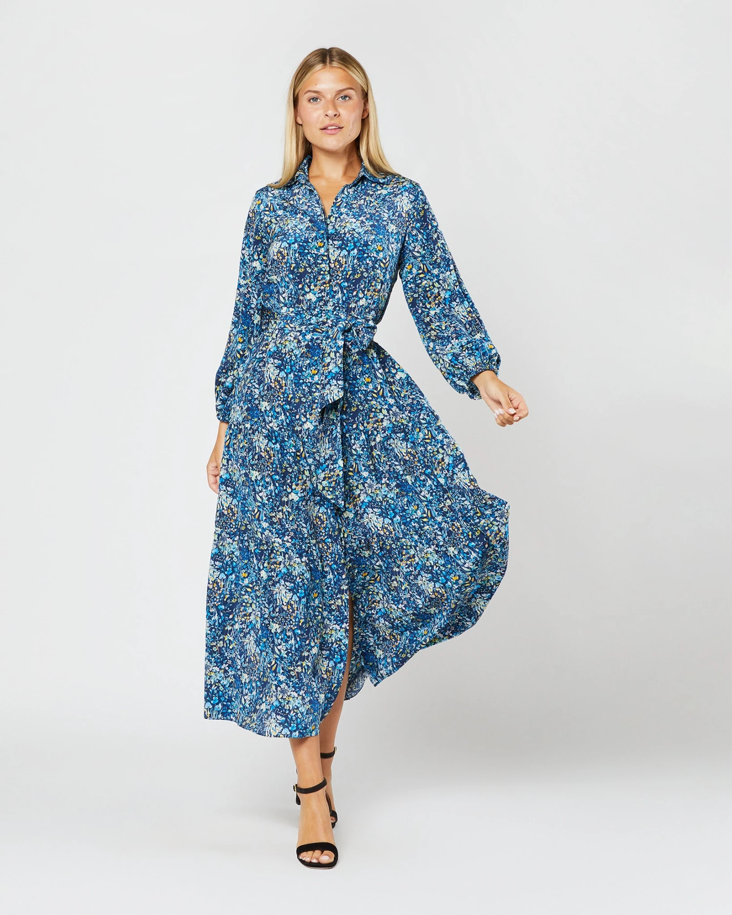 Isla Shirtdress In Blue Multi Felda Liberty Fabric Silk 9 Isla Shirtdress In Blue Multi Felda Liberty Fabric Silk - Image 7