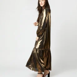Aba Maxi Dress In Gold Lamé -Chicorya Sales S72089 426