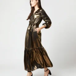 Aba Maxi Dress In Gold Lamé -Chicorya Sales S72089 464