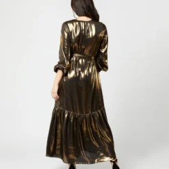 Aba Maxi Dress In Gold Lamé -Chicorya Sales S72089 479