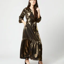 Aba Maxi Dress In Gold Lamé -Chicorya Sales S72089 510