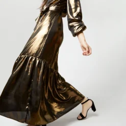 Aba Maxi Dress In Gold Lamé -Chicorya Sales S72089 639