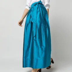 Pleated Wrap Skirt In Atlantic Blue Silk Shantung -Chicorya Sales S72090 2588 b102d82e abbc 47b7 8e97 2ad97dd3f618