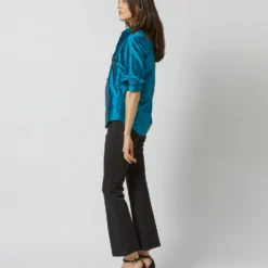 Frill Shirt In Atlantic Blue Silk Shantung -Chicorya Sales S72091 1964
