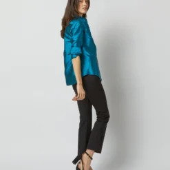 Frill Shirt In Atlantic Blue Silk Shantung -Chicorya Sales S72091 1979