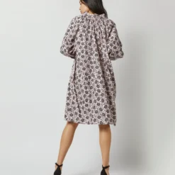 Liya Dress In Light Pink/Charcoal Daisy Stretch Sateen 16 Liya Dress In Light Pink/Charcoal Daisy Stretch Sateen -Chicorya Sales S72093 4551