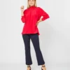Colette Tie-Neck Blouse In Red Silk Crepe De Chine -Chicorya Sales S72094 3155