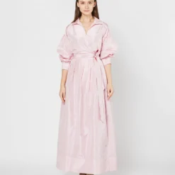 Reversible Pleated Wrap Skirt In Light Pink/Red Silk Taffeta 27 Reversible Pleated Wrap Skirt In Light Pink/Red Silk Taffeta -Chicorya Sales S72096 SAMPLE 2577 ec26edcd e126 4eab 85f9 f3d8a6f6762f