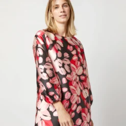 Long-Sleeved Paige Maxi Dress In Pink/Black Painterly Floral Mikado 15 Long-Sleeved Paige Maxi Dress In Pink/Black Painterly Floral Mikado -Chicorya Sales S72097 522