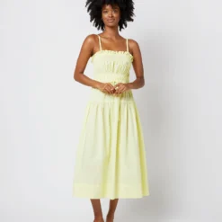 ULLA JOHNSON Lisbet Dress In Lemon Quartz