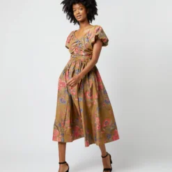 ULLA JOHNSON Cecile Dress In Bamboo Bam -Chicorya Sales S72102 429