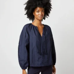 ULLA JOHNSON Juliette Blouse In Midnight 12 ULLA JOHNSON Juliette Blouse In Midnight -Chicorya Sales S72107 1595