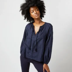 ULLA JOHNSON Juliette Blouse In Midnight 15 ULLA JOHNSON Juliette Blouse In Midnight -Chicorya Sales S72107 1601