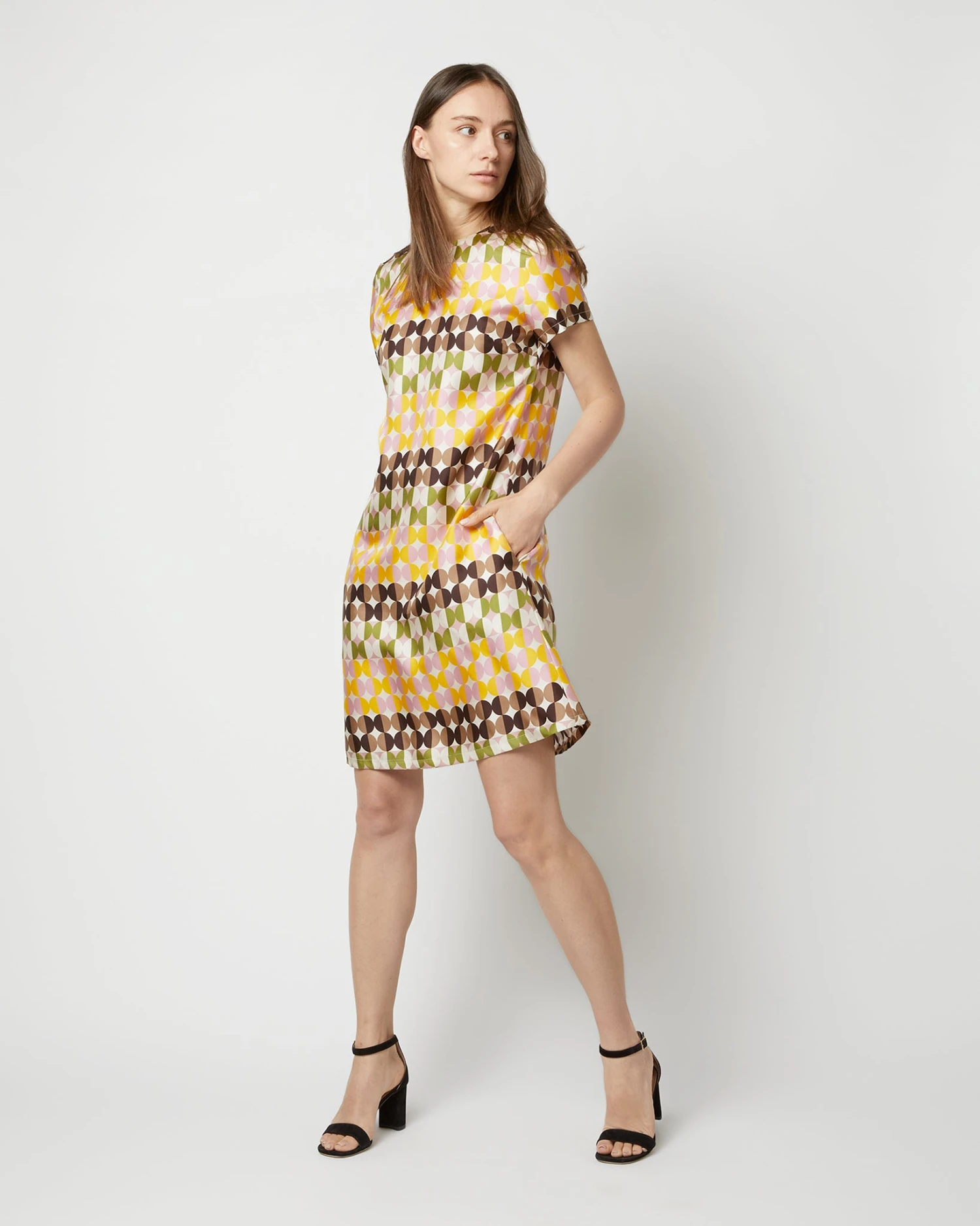 Mini Swing Dress In Mezzaluna Chocolate Twill Silk 3 Mini Swing Dress In Mezzaluna Chocolate Twill Silk