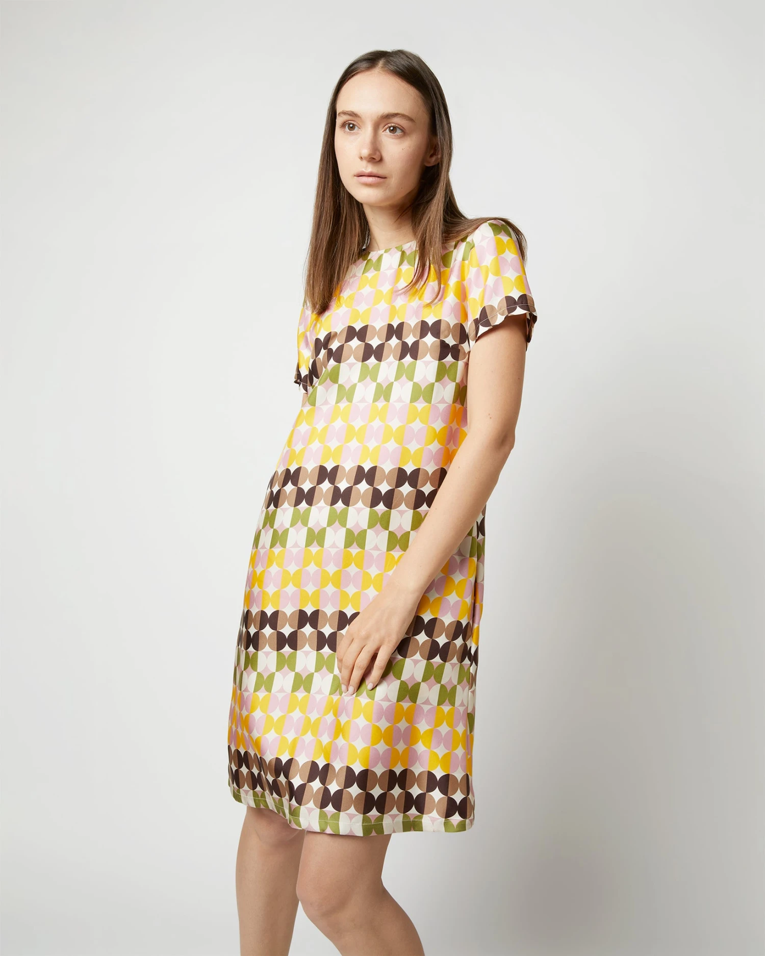 Mini Swing Dress In Mezzaluna Chocolate Twill Silk 7 Mini Swing Dress In Mezzaluna Chocolate Twill Silk - Image 5