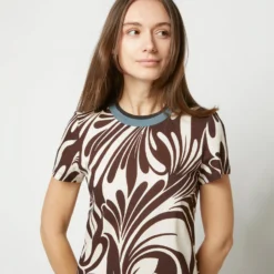 Sporty Swing Dress In Watermarble Jersey -Chicorya Sales S72135 529